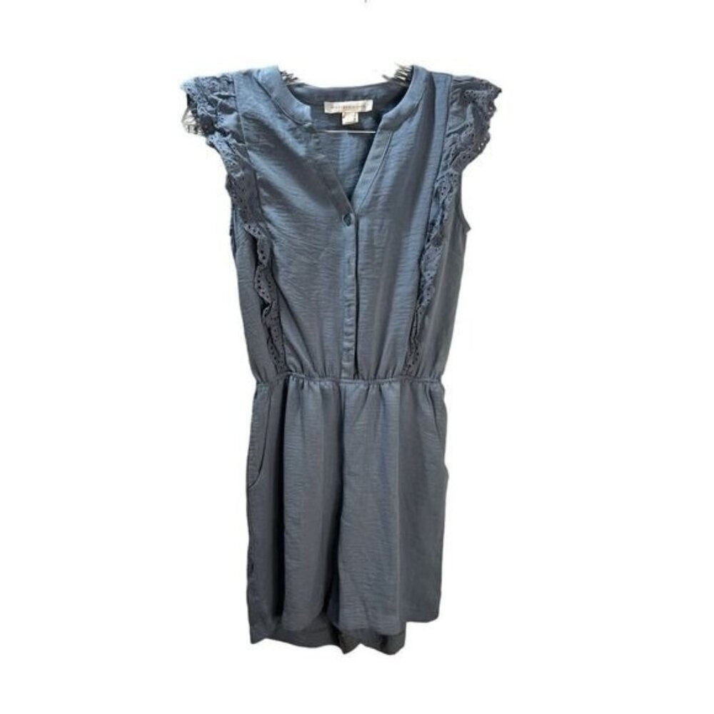 Monteau Chambray Flutter Sleeve Romper Xs - image 1